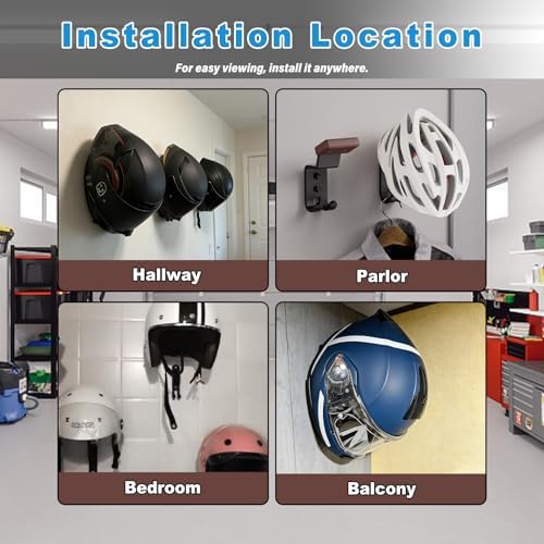 Motorcycle Helmet Holder Wall Mount - Heavy Duty Helmet Hanger Rack with 2 Key Hooks, Solid Wood & Strong Steel Design for Bike, Football, Skiing Sports Gear, Jackets & Hats (1) - Image 6