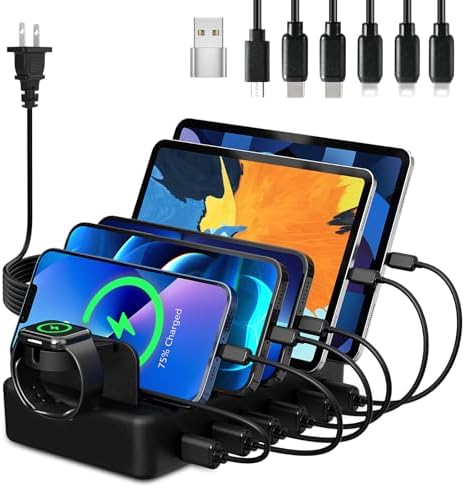 Charging Station for Multiple Devices, 50W 6 Ports USB Charger Station by CREATIVEDESIGN