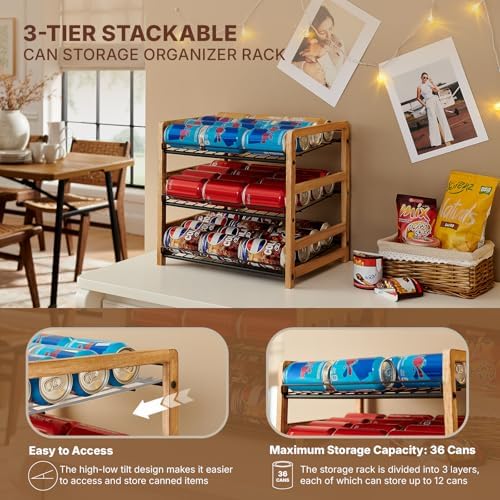 DGWJSU Can Organizer for Pantry 3-Tier, Holds up to 36 Cans Storage - Image 6