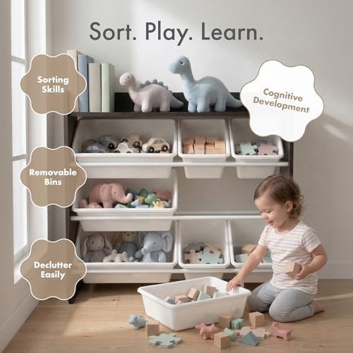 Humble Crew Kids Toy Organizer with Display Shelf, 9 Bins, 3 Tier Storage - Image 6