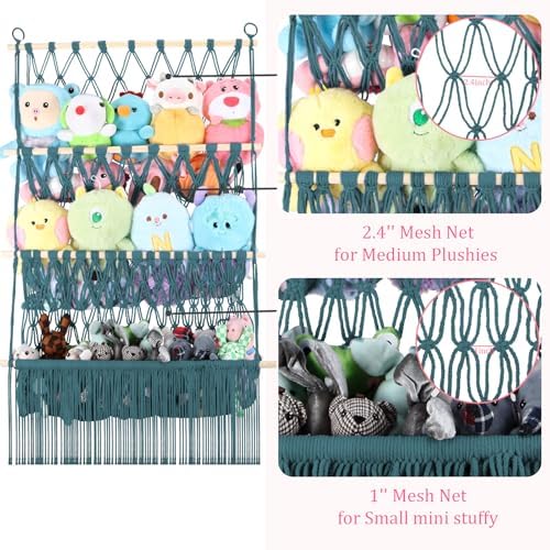 3 Tier Stuffed Animal Storage Net, 24x39'' Large Plushy Net, Aqua - Image 3