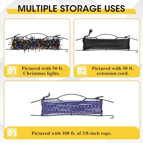 Ripeng 6 Pcs 15.7"extension Cord Storage, Xmas Light Organizer, Black - Image 5