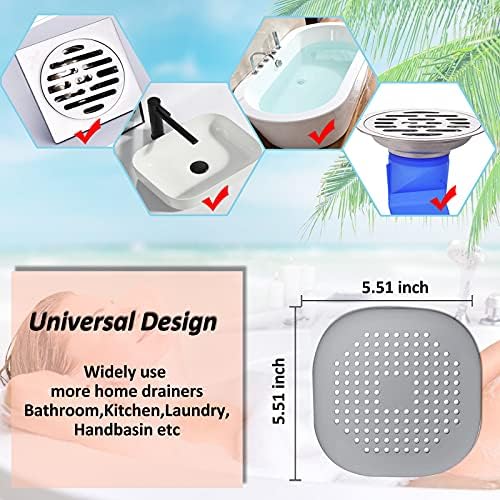 Bovinde Hair Drain Catcher,Square Cover for Shower 2 Pack (Sliver Grey) - Image 5