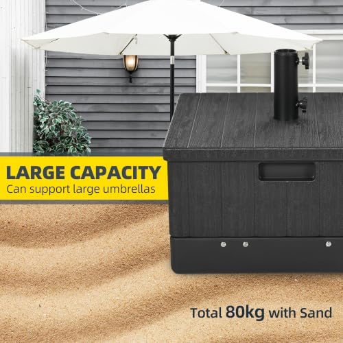 Outsunny 2-in-1 Outdoor Umbrella Base, Planter Box, 175 lbs. Capacity Black - Image 6