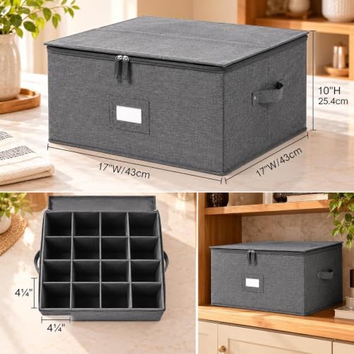 Stemware Storage Cases, Wine Glass Storage Box Containers with Dividers - Image 4