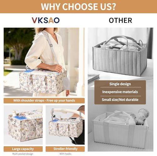 Colorful Cute Cartoon Animal Prints Baby Diaper Caddy Organizer, Large Storage Basket for Newborn Essentials Baby Shower Gifts - Image 4