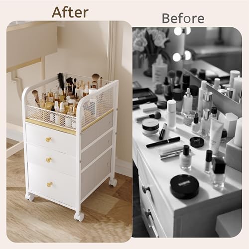 Rolling Makeup Organizer Cart with Drawers Under Desk Storage for Vanity - Image 6