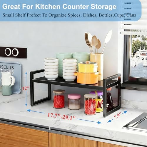 2 Pack Expandable Cabinet Countertop Shelves (Small + Large), Heavy Duty Metal Shelves Organizers For Kitchen Cabinet Countertop Storage, Adjustable Storage Shelf Organizer For Kitchen Cabinet Pantry - Image 6