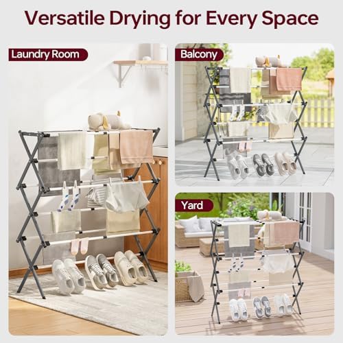 APEXCHASER Large Clothes Drying Rack, 14.57" D × 44.88" H - Image 7
