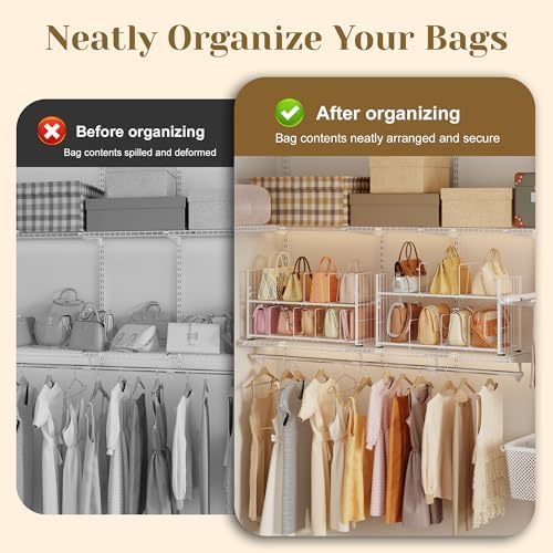 koozuuyk Purse Organizer for Closet,2 Tier Handbag Wire Organizer Rack - Image 6