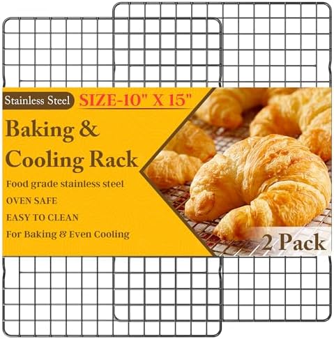 2 PCS Cooling Racks for Cooking and Baking, 10" x 15", Black by QukakaHomeCare
