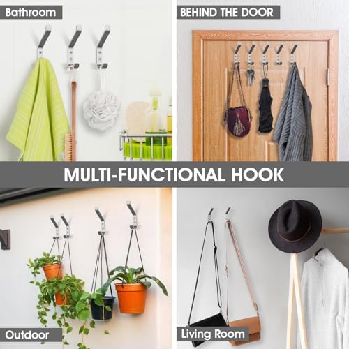 GlazieVault Coat Hooks – Door Hook (5 Pack) - Heavy Duty Wall Mounted - Premium Design Rust Free Hooks - Image 5