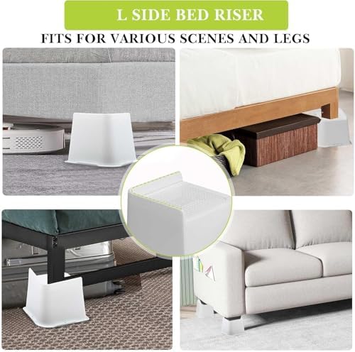 Bed Risers 1 inch, 2 inch, 3 inch, 4 inch, 6 inch, 8 inch Heavy Duty, Oversized Furniture Riser for Couch Sofa Table Chair Leg Frame Dorm, Support up to 6000 Lbs (White 8 Pack, 4 inch) - Image 3