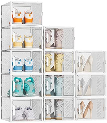 SIMPDIY XL Clear Shoe Storage Boxes, Stackable Shoe Organizer for Closet by DecorateYourHome