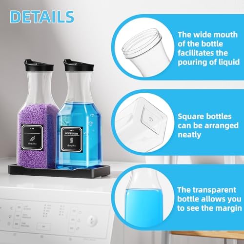 35oz Laundry Detergent Dispenser,Liquid Container,Black with Plastic Tray - Image 3