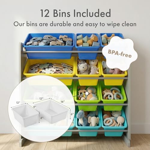 Humble Crew Kids Toy Organizer with 12 Bins, 4 Tier Storage for Playroom - Image 3