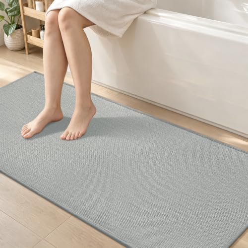 chakme Bathroom Rugs Mat 59x25, Ultra Thin Non Slip Bath Mat Large Quick Dry Absorbent Bath Mat for Bathroom Floor, (Light Grey, 59"x25") by CHAKME