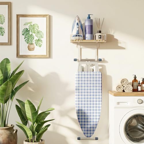 TJ.MOREE Ironing Board Hanger Metal Wall Mount Iron and Ironing Board Holder, Laundry Room Decor and Storage with Large Storage White - Image 7