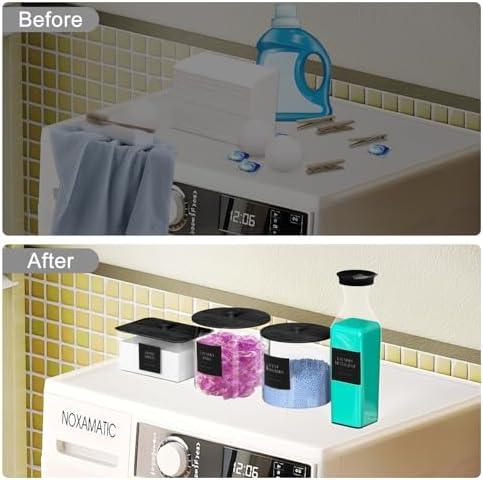 3+1 Pack Laundry Pods Containers & Dryer Sheet Holder & Laundry Detergent Dispenser, Laundry Room Organization and Storage Jars with Lids, Labels and Scoops for Scent Booster Powder Pods, Black Lid - Image 3