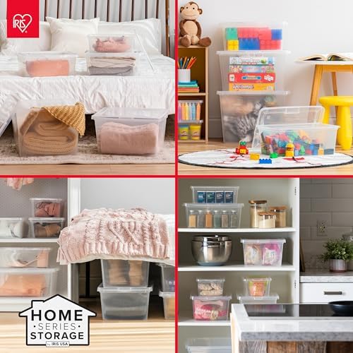IRIS USA 6-Pack 28 Qt Storage Bins with Lids, Clear, Stackable - Image 4