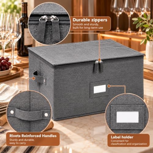 Stemware Storage Cases, Wine Glass Storage Box Containers with Dividers - Image 2