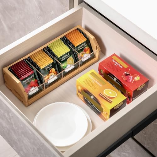 TIOPGHAD Small Bamboo Tea Bag Organizer, Tea Box Storage Holder, Natural - Image 2