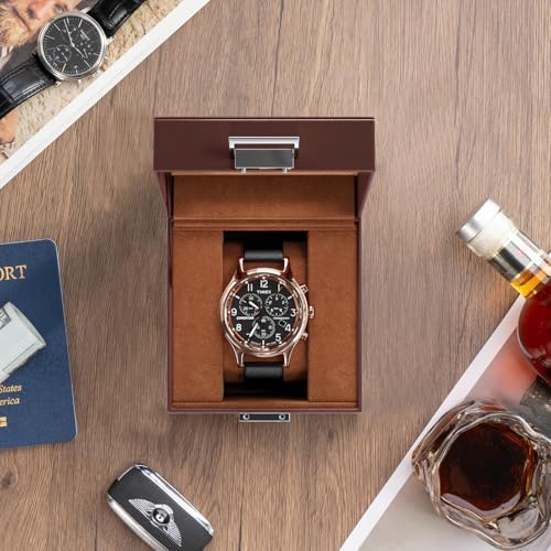 ProCase Watch Box, Single Mens Watch Display Case, 1 Slot, Espresso - Image 2
