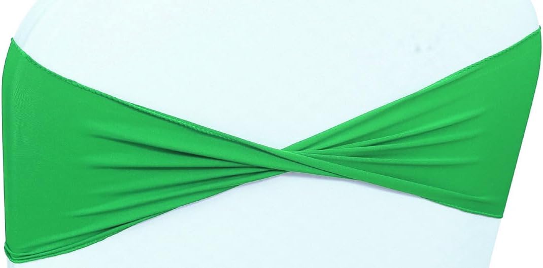 MDS Pack of 200 Spandex Chair Sashes Bows Elastic Stretch Dining Chair Bands Ties Without Slider Buckle Universal fits for Wedding Baby Shower Birthday Party Banquet Event Decoration - Light Green