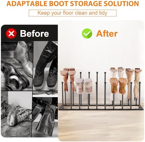 Housen Solutions 10 Pairs Boot Rack Organizer for Tall Boots, Large Capacity Metal Free Standing Shoe Racks, Black Cowboy Boot Holder Stand for Closet, Garage - Image 2