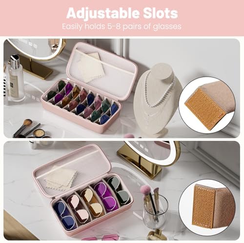 Travel Sunglasses Organizer​,​ Hard Shell​ Sunglass Case Adjustable Slots for Multiple ​Sunglass Eyeglass Case - Image 2
