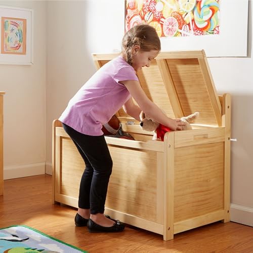 Melissa & Doug Wooden Toy Chest Light Wood Storage Organizer - Image 2
