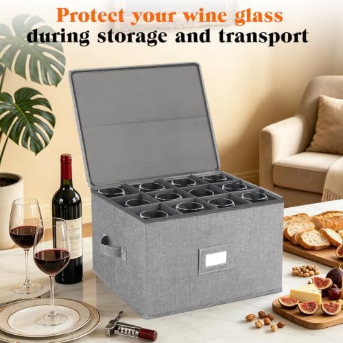 Stemware Storage Cases, Wine Glass Storage Box Containers with Dividers - Image 2