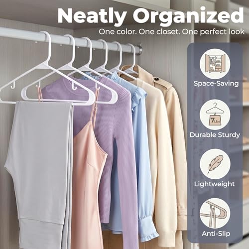 HOUSE DAY White Plastic Hangers 20 Pack, Slim Space-Saving Clothes Hangers - Image 2