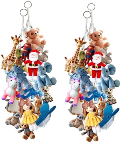 2 Pcs 80” Cotton Hanging Storage Chains for Stuffed Animal, Each Boho Display Chain Comes with 20 Metal Clips, Nursery Hanging Storage Organizer for Wall or Corner Nursery playroom (Beige) - Image 2