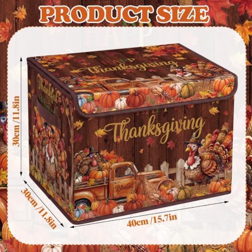 Briwooody Thanksgiving Turkey Storage Bin with Lid and Carrying Handle - Image 2