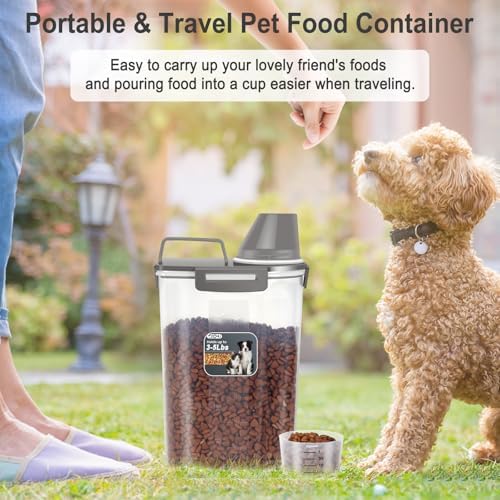 Dog Cat Food Storage Container with Cup (Dark Olive, 2.5L) - Image 6
