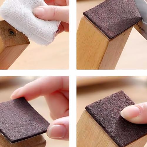 12Pcs Square Felt Furniture Pads, 1 inch x 1 inch Self Adhesive Cuttable Anti Scratch Floor Protectors for Furniture Legs Hardwood Floor, Brown, 25mm - Image 5