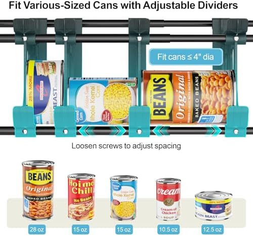 iSPECLE Can Storage Organizer Pantry - Auto-Rolling Expandable Hold 80 Cans - Image 3