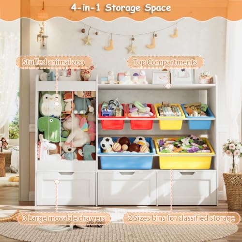 VontinT 50.6" W Toy Storage with Large Toy Bins & Rolling Drawers, Wooden - Image 3