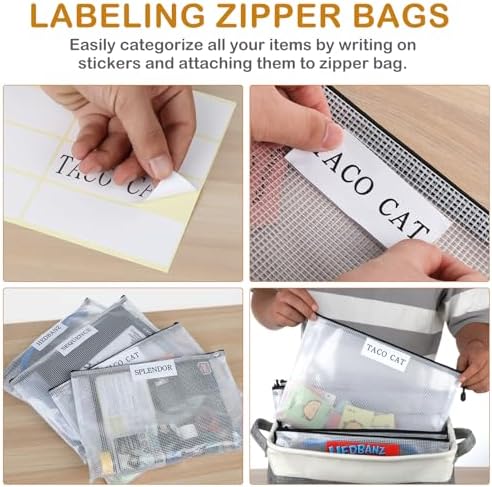 Board Game Storage Kit Include Storage Basket and 10pcs Zipper Bags, Board Game Organizer with Writable Stickers and Dispensing, Suitable for Puzzle Storage, Toys, Document (1 Pack-Grey) - Image 3