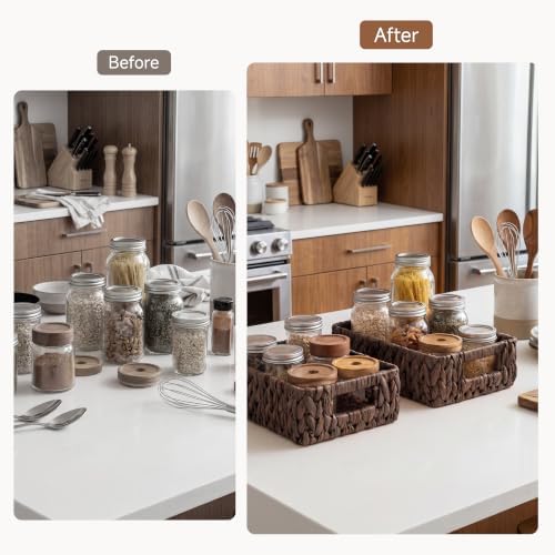 StorageWorks Wicker Baskets for Storage, Rectangle Basket, Brown Baskets - Image 6