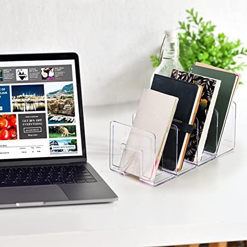 Lawei 4 Pack Acrylic File Sorter, 4-Section Clear Desktop File Folder Holder Organizer, Thick Office Storage Stand Rack for Book, Envelopes, Mail, Document, Notebook, Binder, Purse, Clutch Divider - Image 7