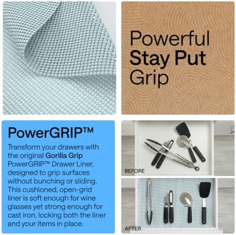 GORILLA GRIP powerGRIP Drawer Shelf and Cabinet Liner, 17.5"x20', Spa Blue - Image 3