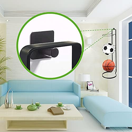 3-Tier Sports Ball Storage Rack Freestanding Wall Mount Ball Organizer - Image 4