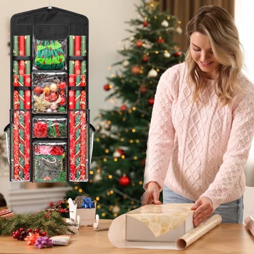 AHIER Hanging Gift Bag Wrapping Paper Organizer Storage, 40"x17" - Image 7