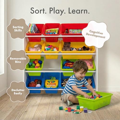 Humble Crew Kids Toy Organizer with 12 Bins, 4 Tier Storage for Playroom - Image 5
