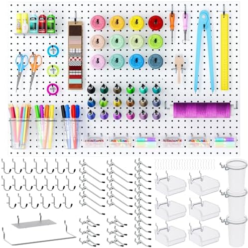 INCLY 90PCS Metal Peg Board Kit with 1/4" Pegboard Accessories by INCLY