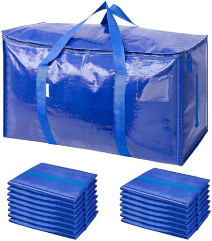 TICONN 16 Pack Extra Large Moving Bags with Zippers & Carrying Handles, Heavy-Duty Storage Tote Moving Boxes for Space Saving (16 PK, 18 Gallon) by TICONN