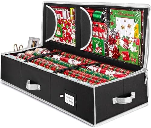 ZOBER Wrapping Paper Storage, Gift Wrapping Organizer Storage, Black/White by ZOBER