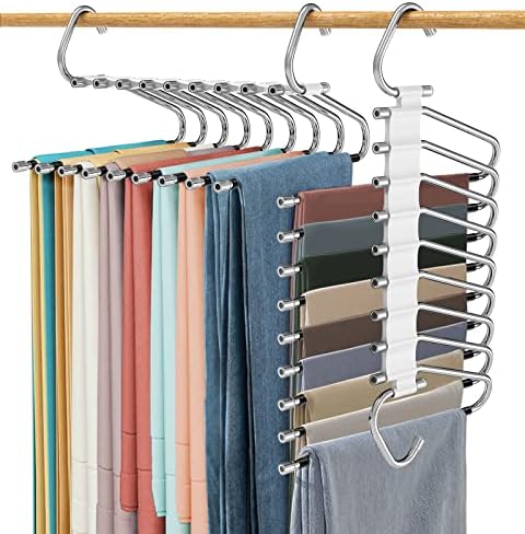 Upgrade 9 Layers Pants Hanger Space Saving Non-Slip Closet Organizer 2 Pack by Besslly